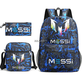 Kit Escolar do Messi Com 3 Peças - Mochila, Bolsa de Ombro e Estojo