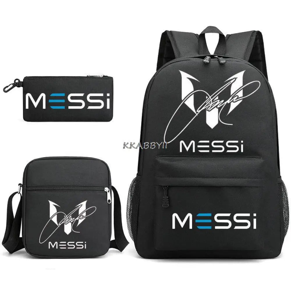 Kit Escolar do Messi Com 3 Peças - Mochila, Bolsa de Ombro e Estojo