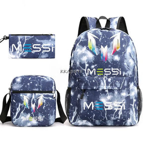 Kit Escolar do Messi Com 3 Peças - Mochila, Bolsa de Ombro e Estojo