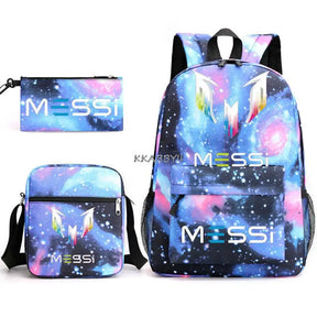 Kit Escolar do Messi Com 3 Peças - Mochila, Bolsa de Ombro e Estojo