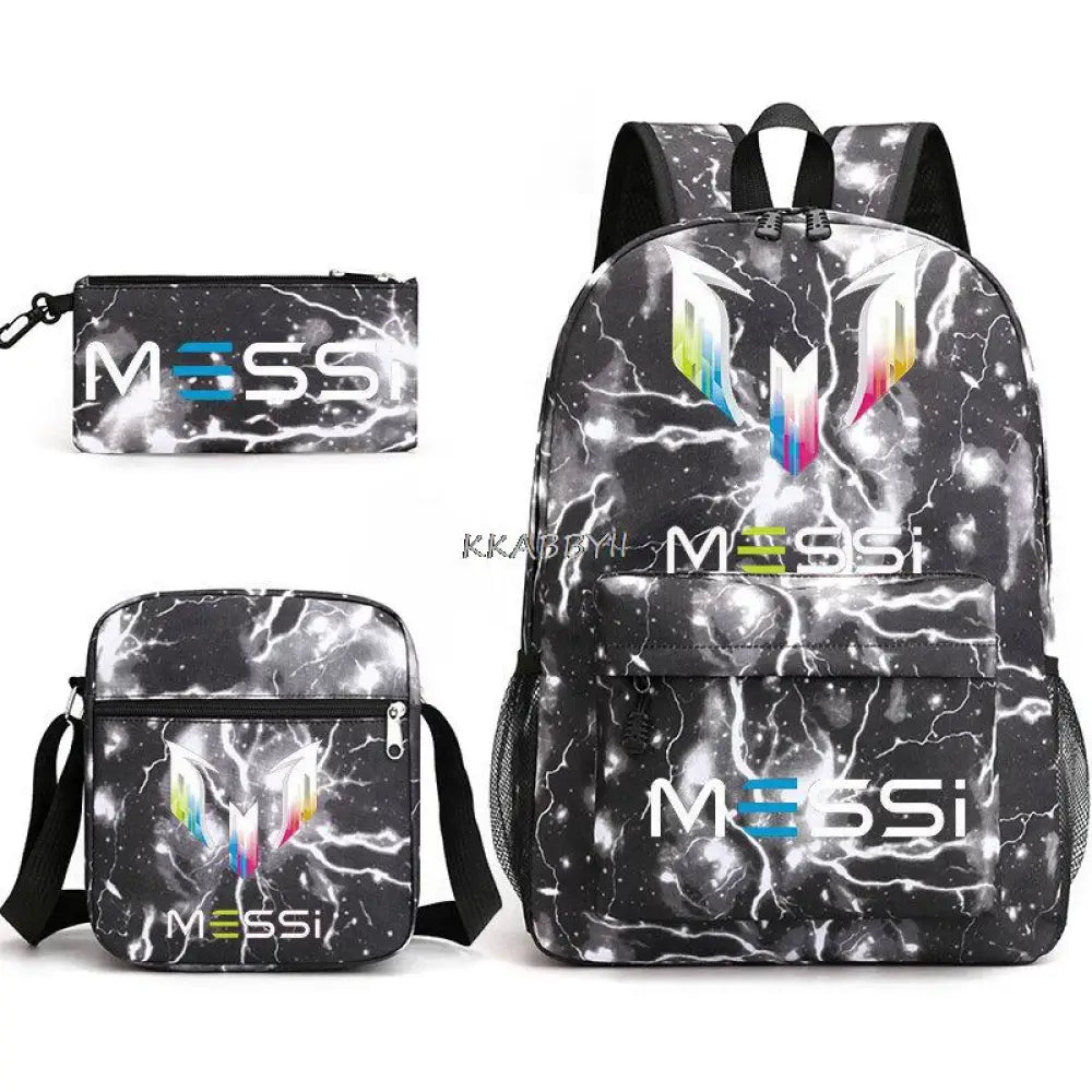 Kit Escolar do Messi Com 3 Peças - Mochila, Bolsa de Ombro e Estojo