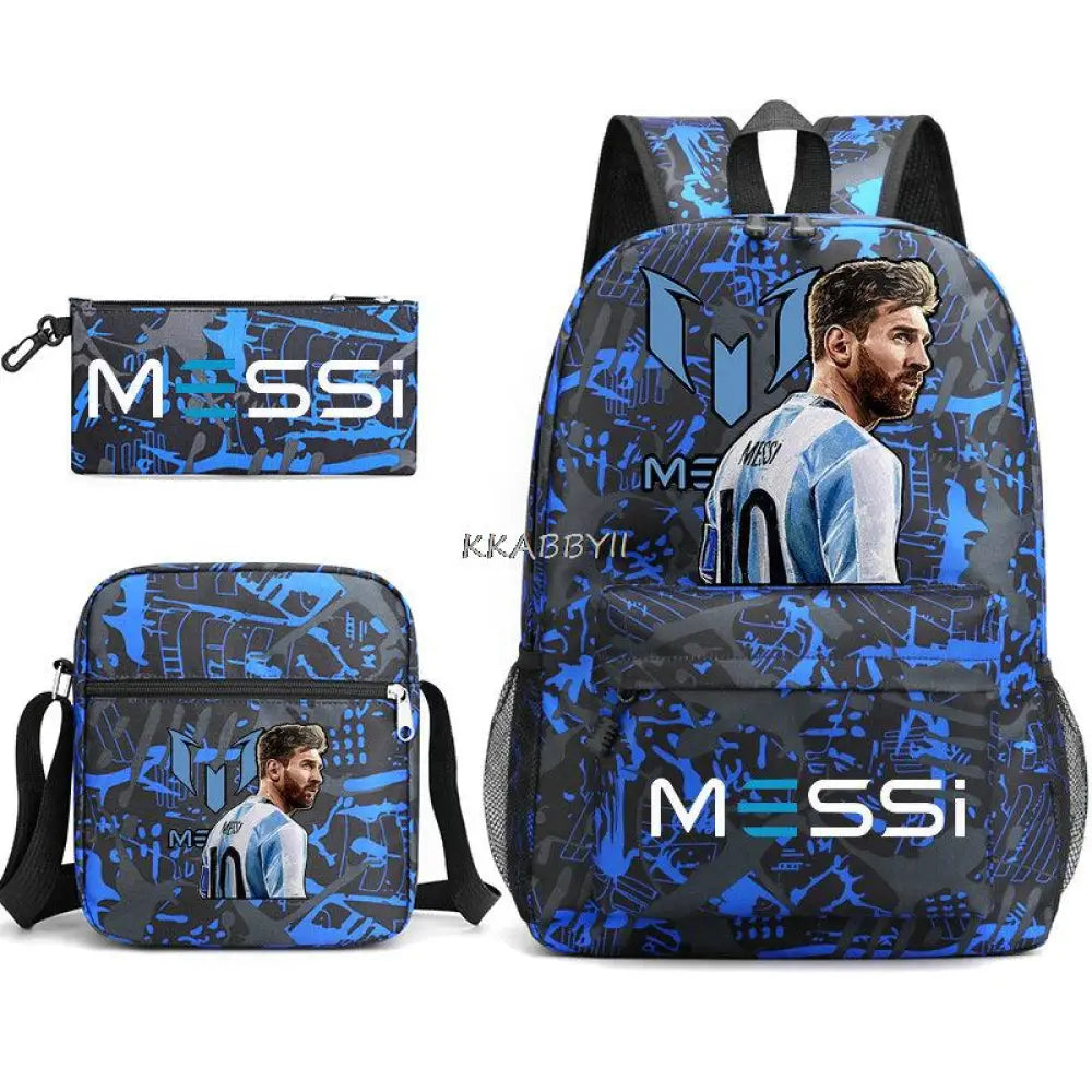 Kit Escolar do Messi Com 3 Peças - Mochila, Bolsa de Ombro e Estojo