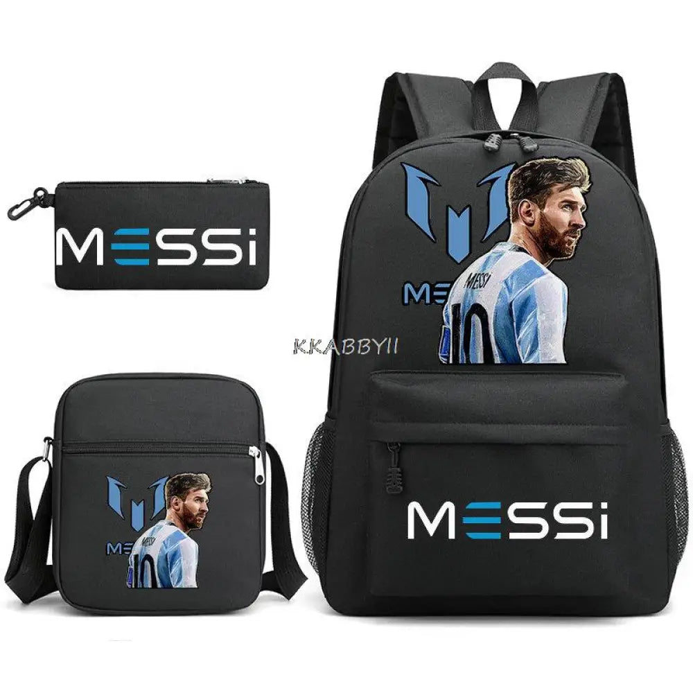 Kit Escolar do Messi Com 3 Peças - Mochila, Bolsa de Ombro e Estojo