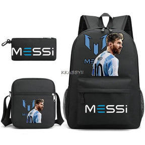 Kit Escolar do Messi Com 3 Peças - Mochila, Bolsa de Ombro e Estojo