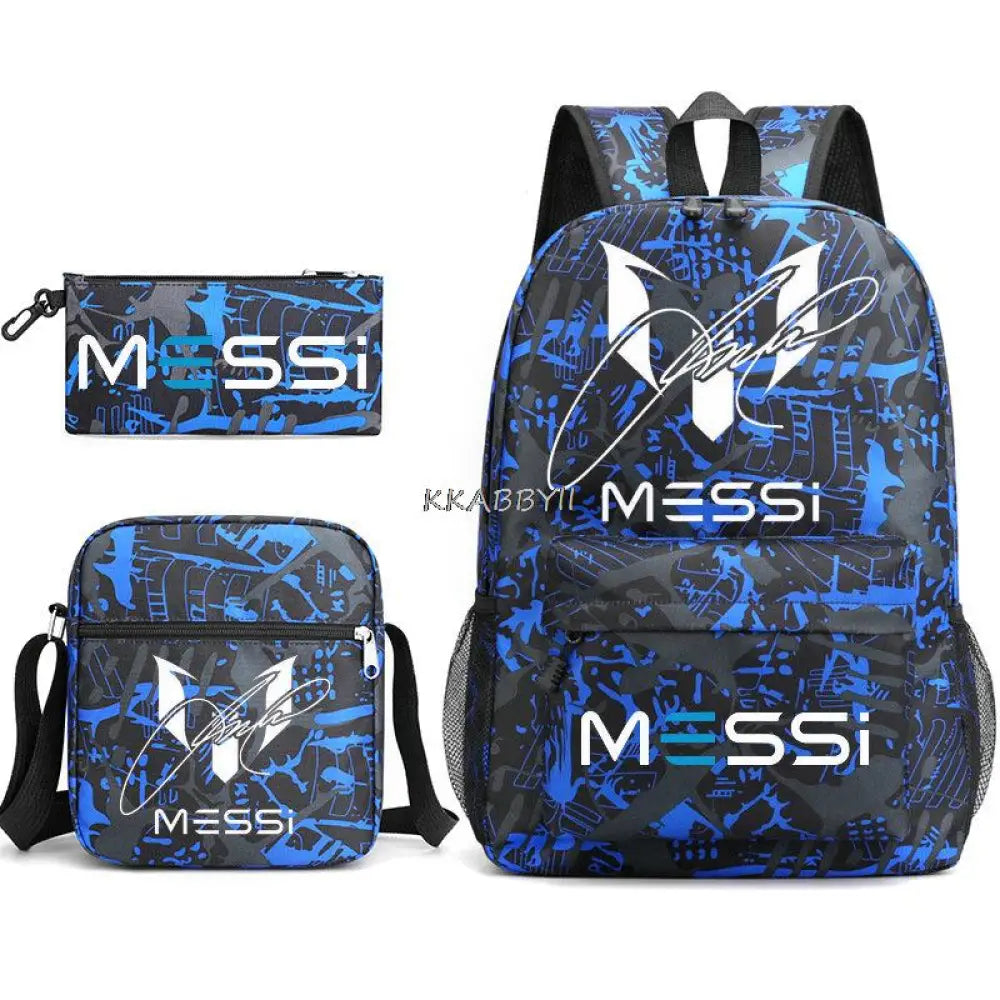 Kit Escolar do Messi Com 3 Peças - Mochila, Bolsa de Ombro e Estojo