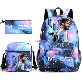 Kit Escolar do Messi Com 3 Peças - Mochila, Bolsa de Ombro e Estojo