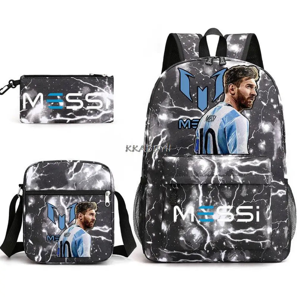 Kit Escolar do Messi Com 3 Peças - Mochila, Bolsa de Ombro e Estojo