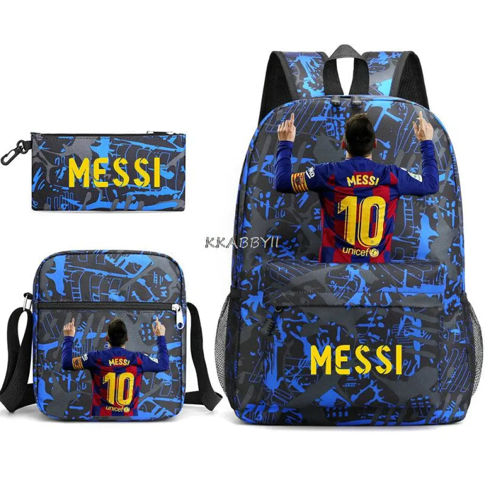 Kit Escolar do Messi Com 3 Peças - Mochila, Bolsa de Ombro e Estojo