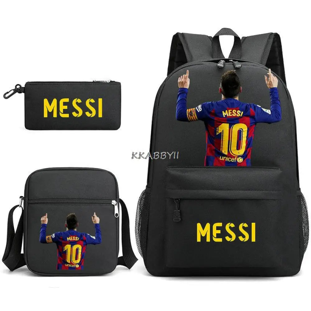 Kit Escolar do Messi Com 3 Peças - Mochila, Bolsa de Ombro e Estojo