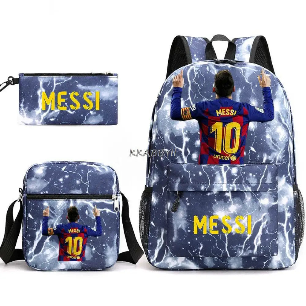 Kit Escolar do Messi Com 3 Peças - Mochila, Bolsa de Ombro e Estojo