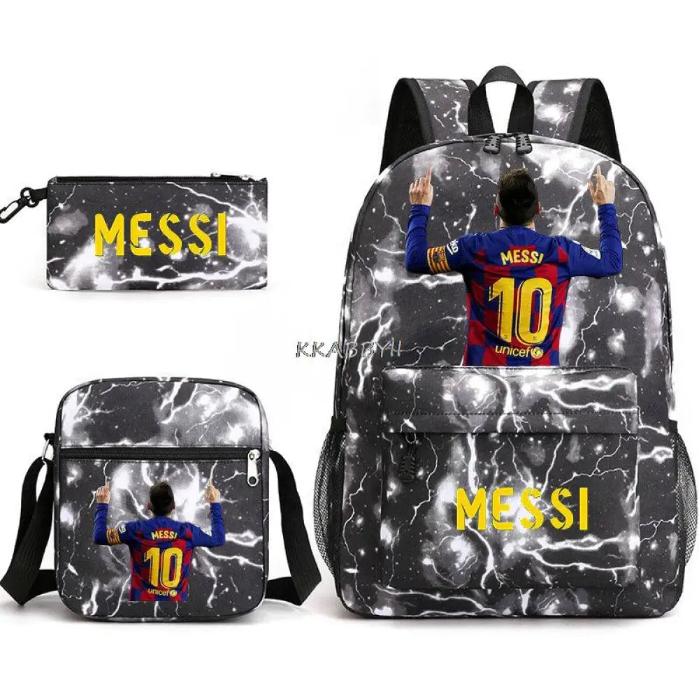 Kit Escolar do Messi Com 3 Peças - Mochila, Bolsa de Ombro e Estojo