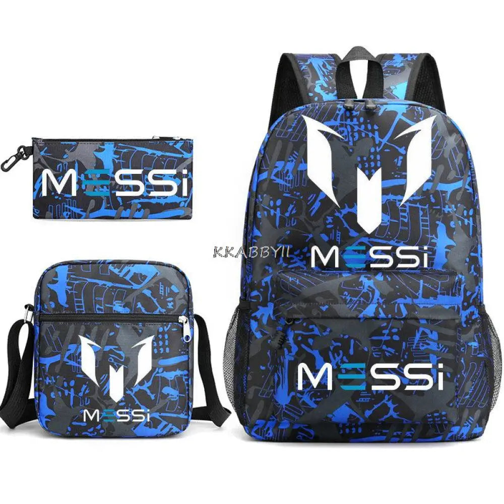 Kit Escolar do Messi Com 3 Peças - Mochila, Bolsa de Ombro e Estojo