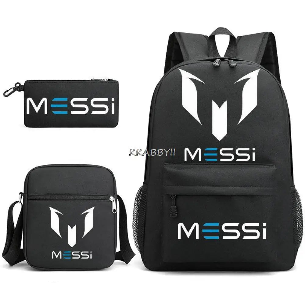Kit Escolar do Messi Com 3 Peças - Mochila, Bolsa de Ombro e Estojo