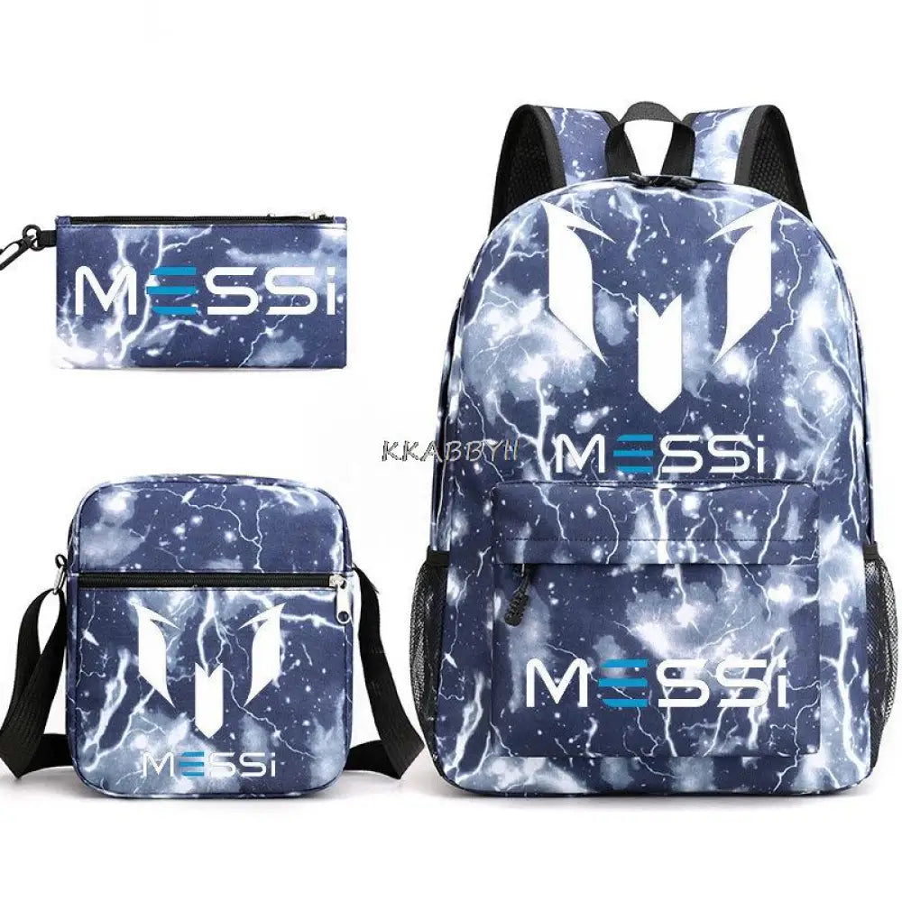 Kit Escolar do Messi Com 3 Peças - Mochila, Bolsa de Ombro e Estojo