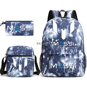 Kit Escolar do Messi Com 3 Peças - Mochila, Bolsa de Ombro e Estojo