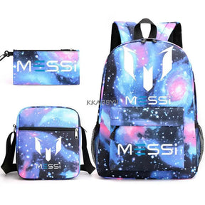 Kit Escolar do Messi Com 3 Peças - Mochila, Bolsa de Ombro e Estojo