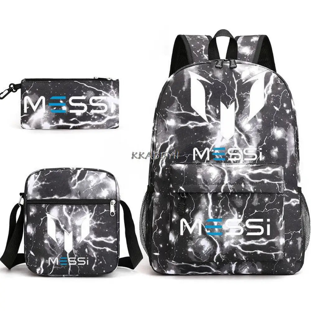 Kit Escolar do Messi Com 3 Peças - Mochila, Bolsa de Ombro e Estojo