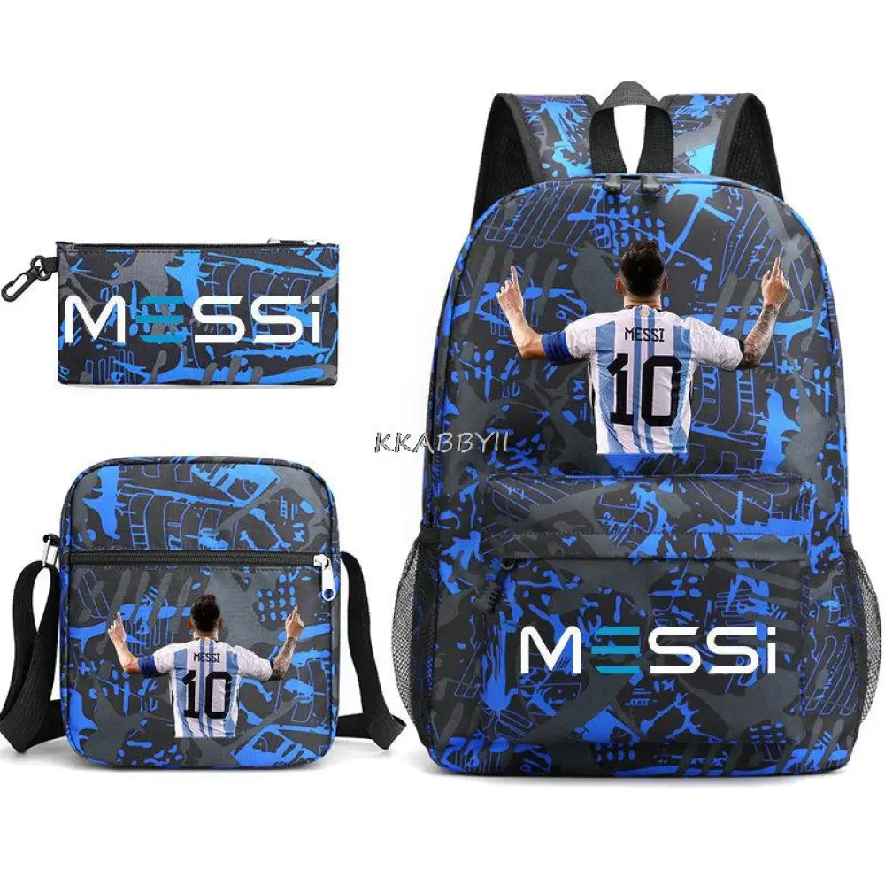 Kit Escolar do Messi Com 3 Peças - Mochila, Bolsa de Ombro e Estojo