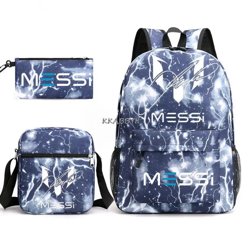 Kit Escolar do Messi Com 3 Peças - Mochila, Bolsa de Ombro e Estojo