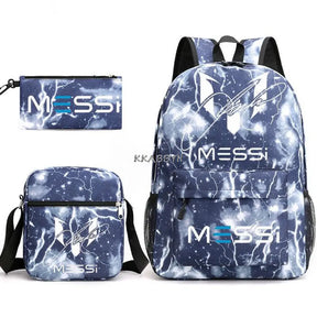 Kit Escolar do Messi Com 3 Peças - Mochila, Bolsa de Ombro e Estojo