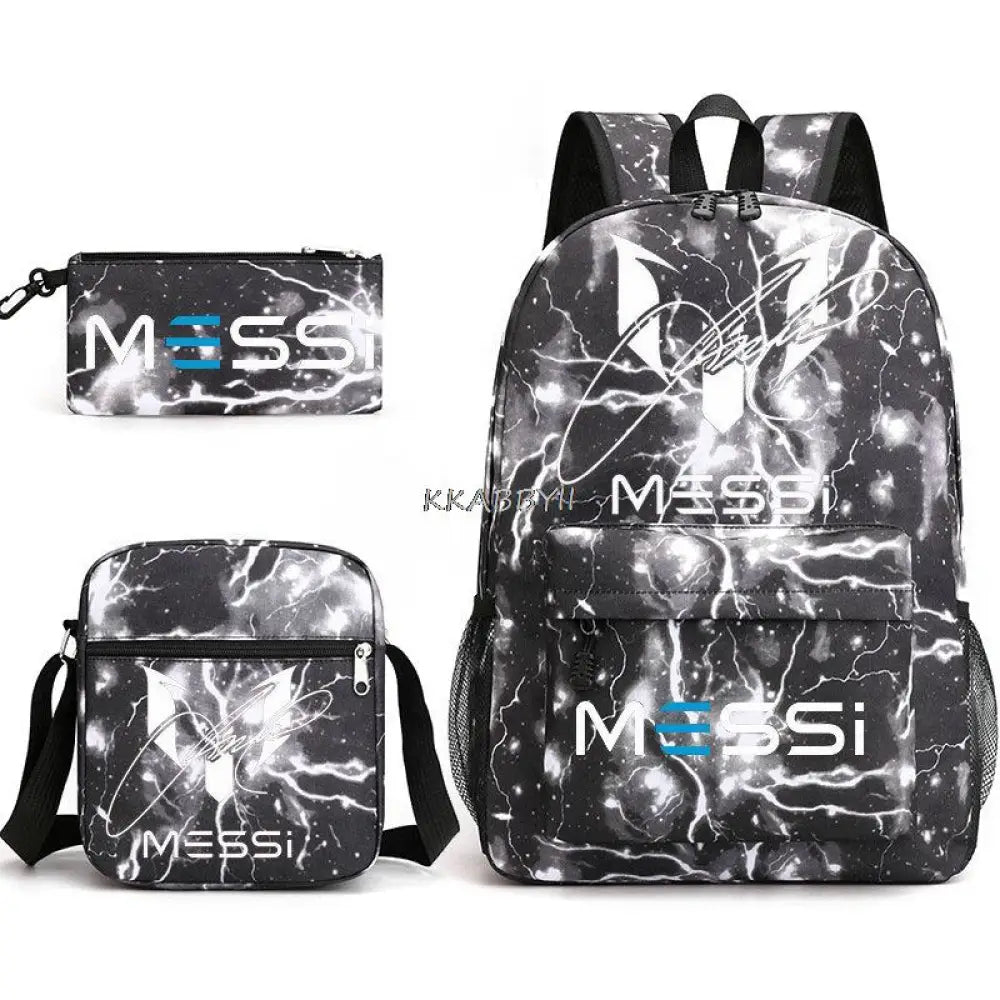 Kit Escolar do Messi Com 3 Peças - Mochila, Bolsa de Ombro e Estojo