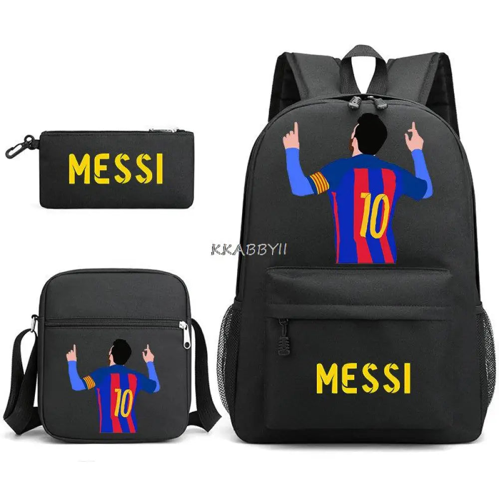 Kit Escolar do Messi Com 3 Peças - Mochila, Bolsa de Ombro e Estojo