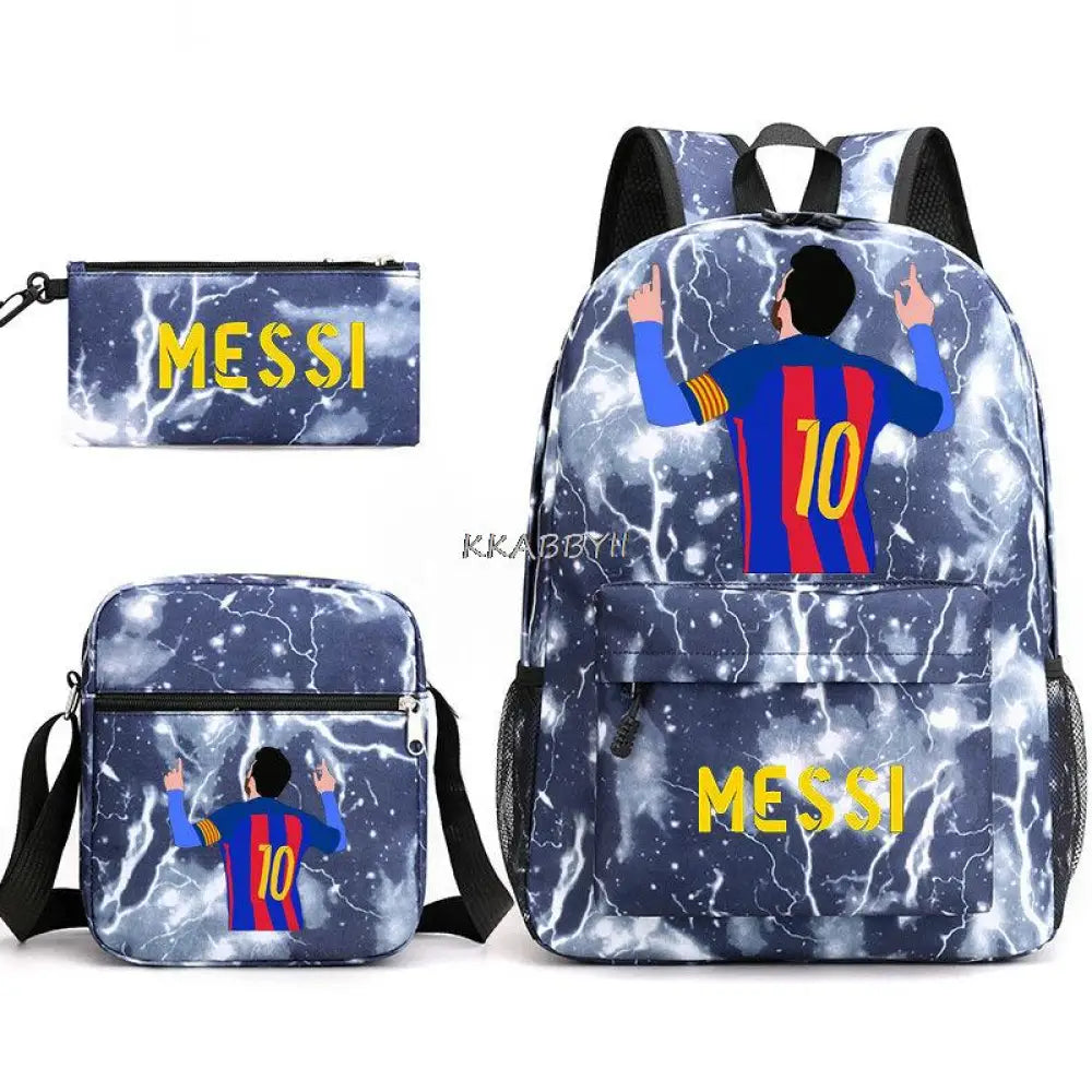 Kit Escolar do Messi Com 3 Peças - Mochila, Bolsa de Ombro e Estojo
