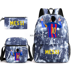 Kit Escolar do Messi Com 3 Peças - Mochila, Bolsa de Ombro e Estojo