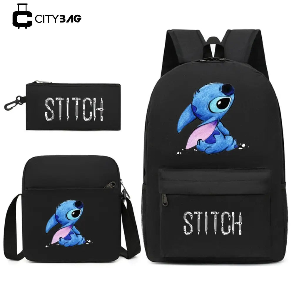 Kit Escolar Lilo & Stitch 3 em 1: Mochila, Bolsa de ombro e Estojo