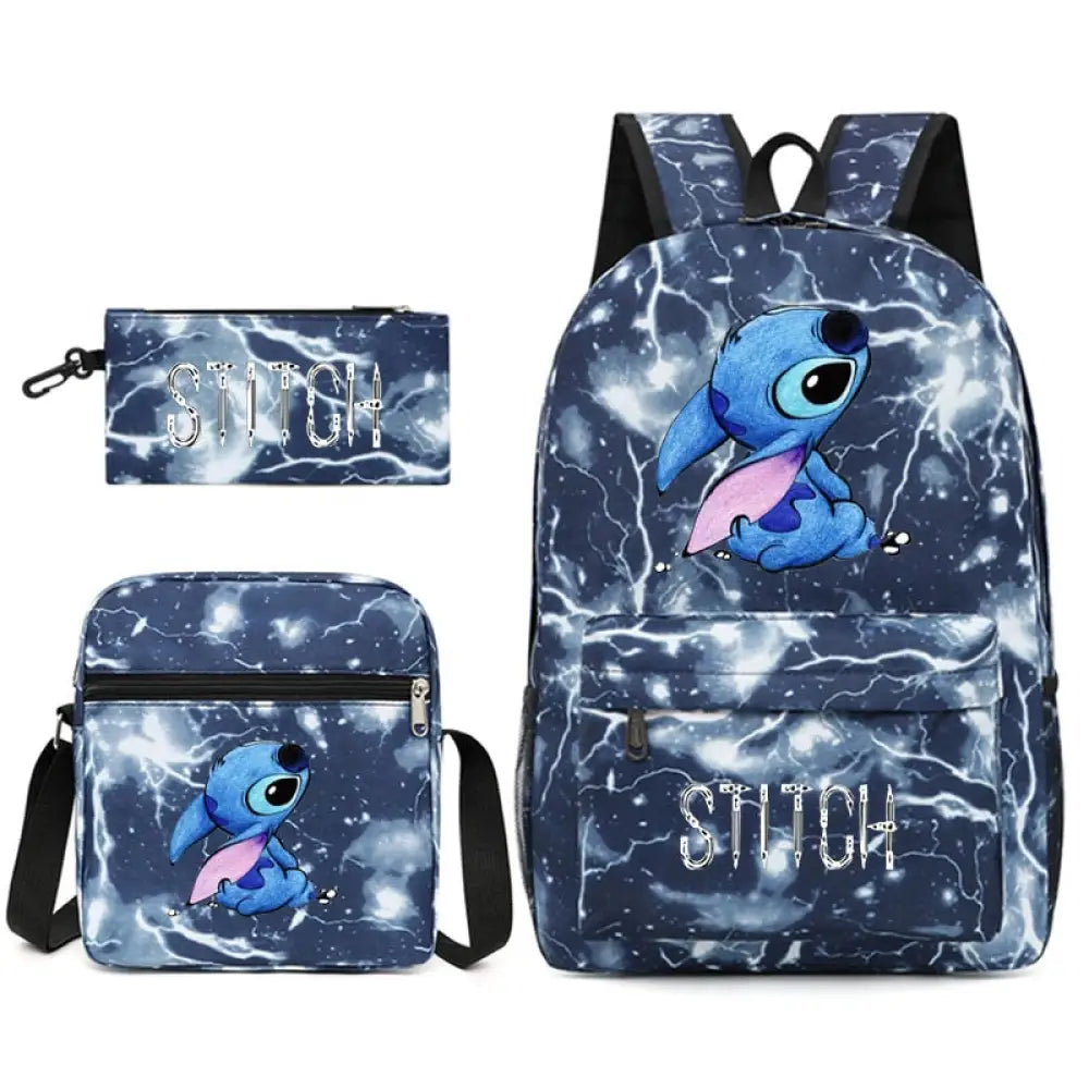 Kit Escolar Lilo & Stitch 3 em 1: Mochila, Bolsa de ombro e Estojo
