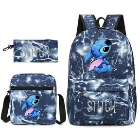 Kit Escolar Lilo & Stitch 3 em 1: Mochila, Bolsa de ombro e Estojo