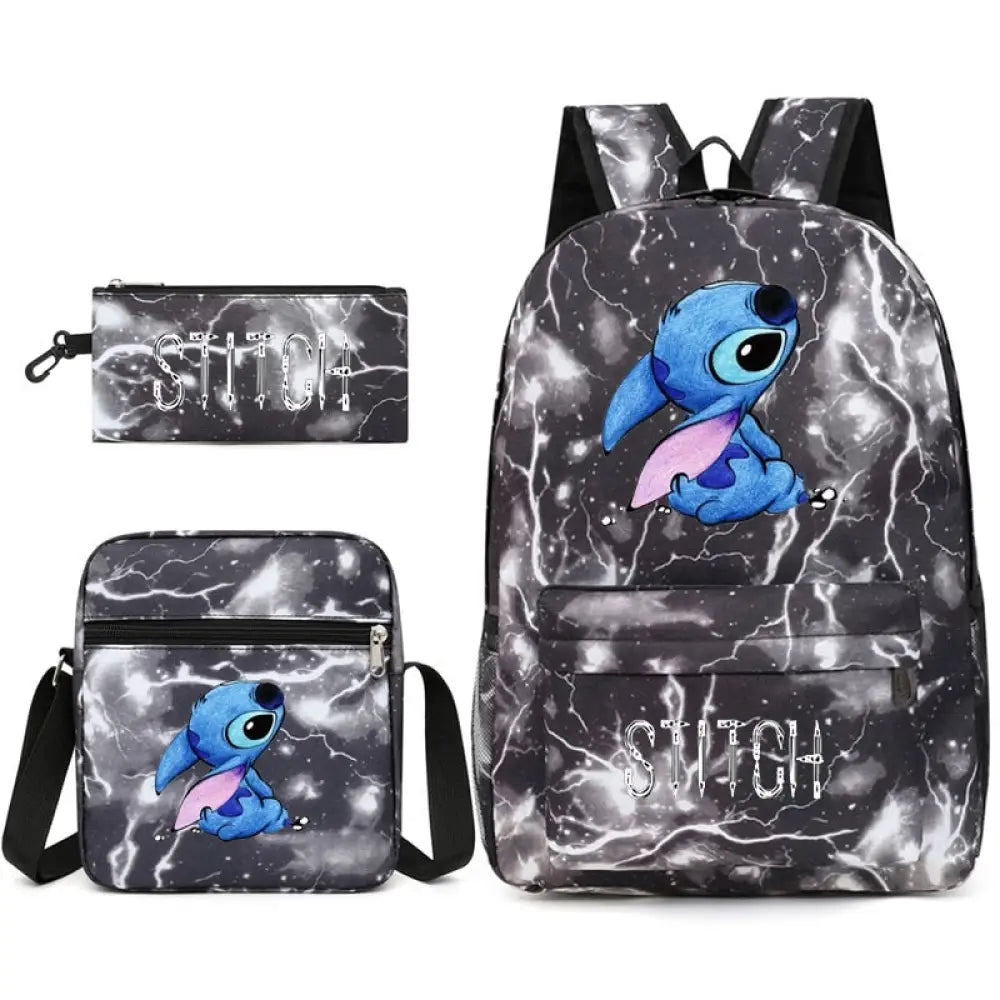 Kit Escolar Lilo & Stitch 3 em 1: Mochila, Bolsa de ombro e Estojo