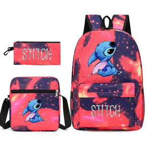 Kit Escolar Lilo & Stitch 3 em 1: Mochila, Bolsa de ombro e Estojo