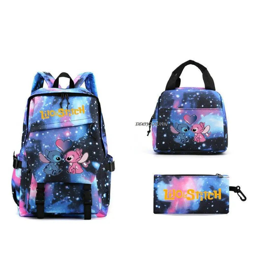 Kit Escolar Lilo & Stitch: Mochila, Lancheira e Estojo
