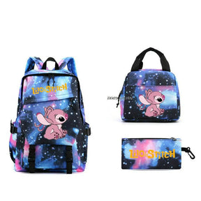 Kit Escolar Lilo & Stitch: Mochila, Lancheira e Estojo