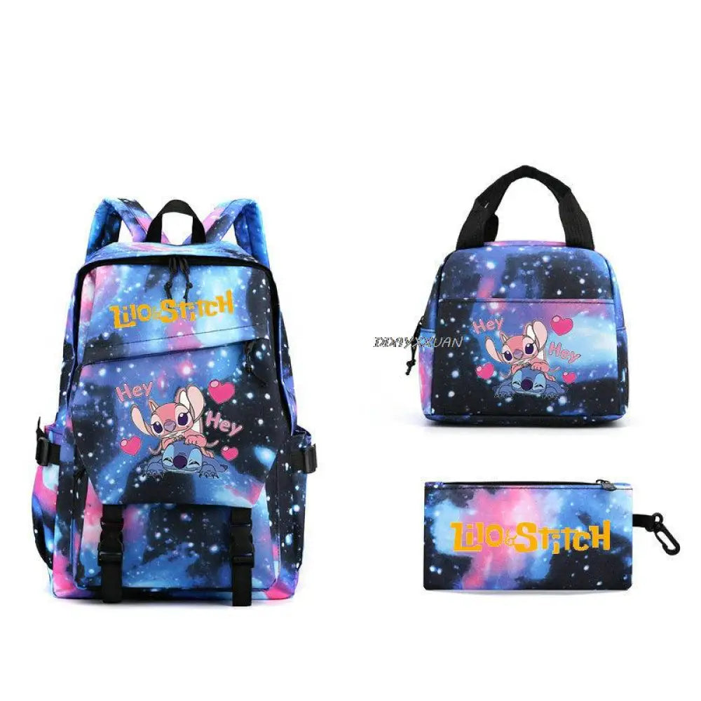 Kit Escolar Lilo & Stitch: Mochila, Lancheira e Estojo