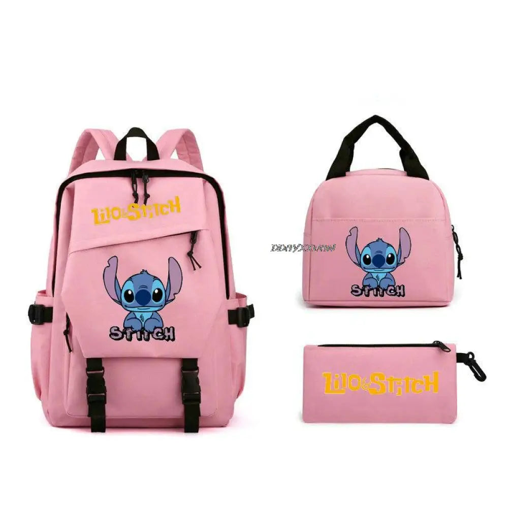Kit Escolar Lilo & Stitch: Mochila, Lancheira e Estojo