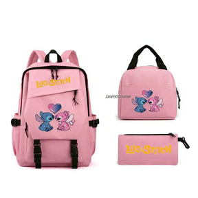 Kit Escolar Lilo & Stitch: Mochila, Lancheira e Estojo