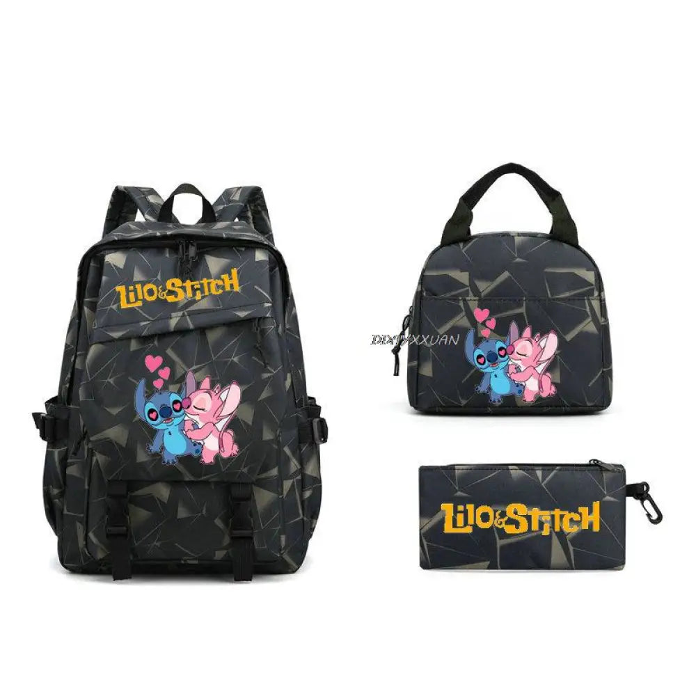 Kit Escolar Lilo & Stitch: Mochila, Lancheira e Estojo