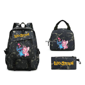 Kit Escolar Lilo & Stitch: Mochila, Lancheira e Estojo