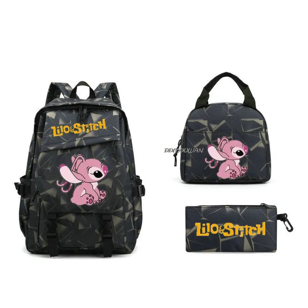 Kit Escolar Lilo & Stitch: Mochila, Lancheira e Estojo