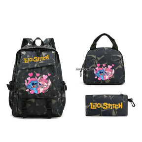 Kit Escolar Lilo & Stitch: Mochila, Lancheira e Estojo