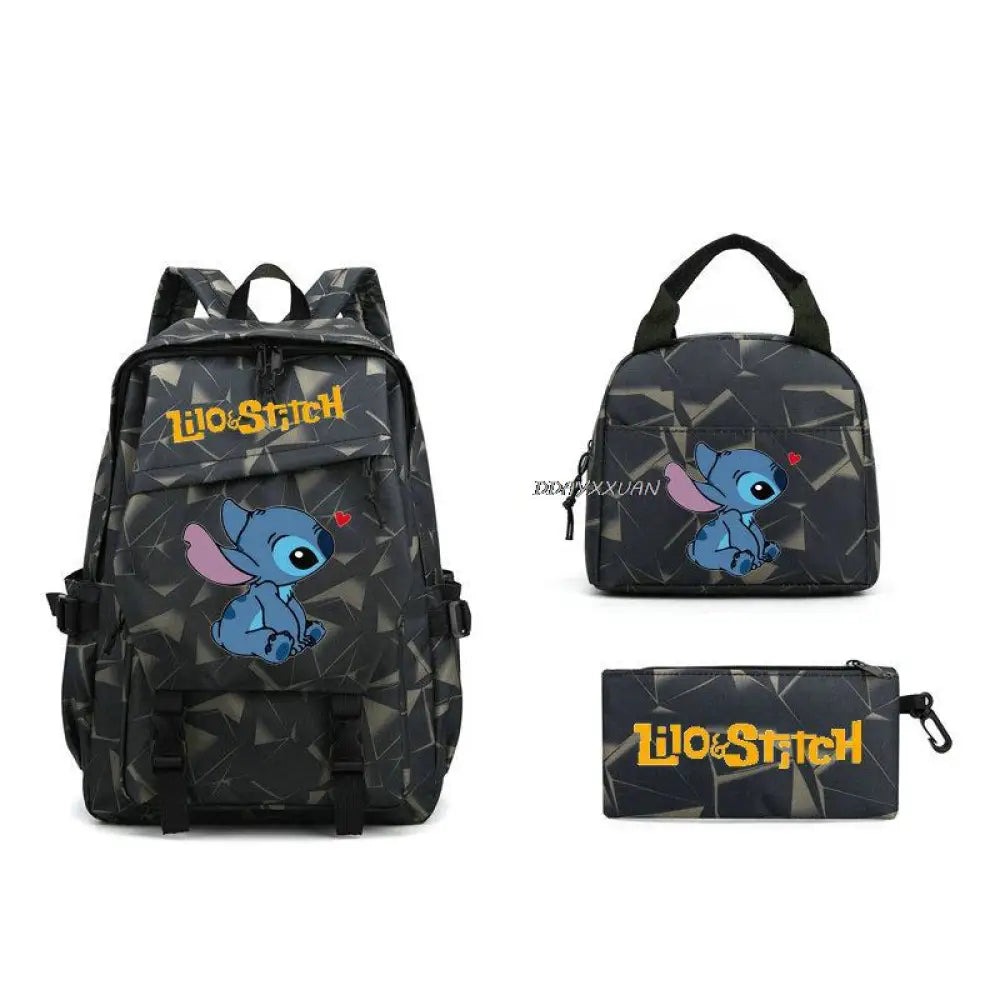Kit Escolar Lilo & Stitch: Mochila, Lancheira e Estojo