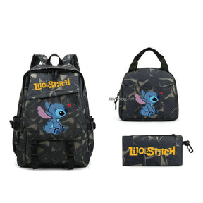 Kit Escolar Lilo & Stitch: Mochila, Lancheira e Estojo