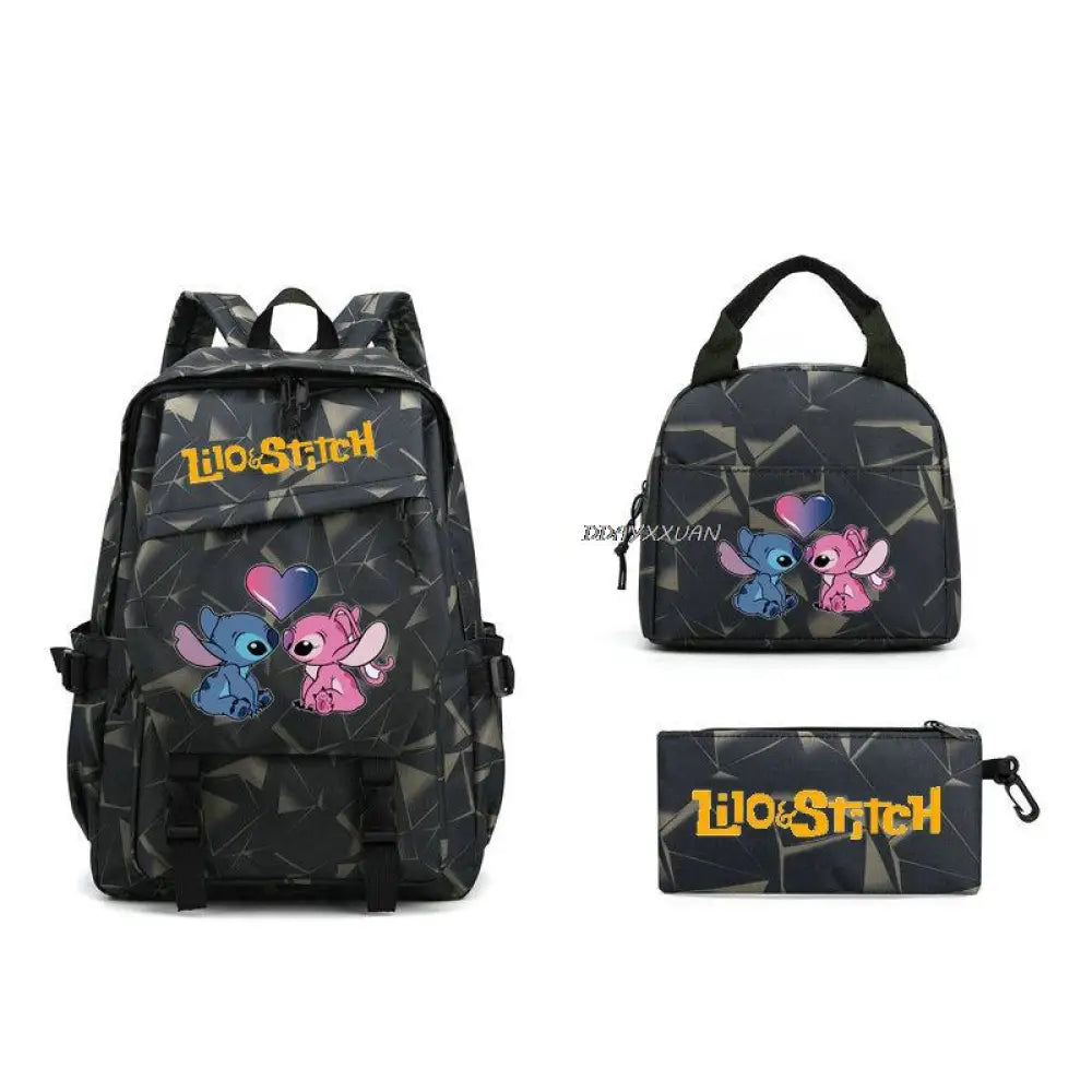 Kit Escolar Lilo & Stitch: Mochila, Lancheira e Estojo