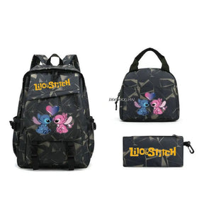 Kit Escolar Lilo & Stitch: Mochila, Lancheira e Estojo