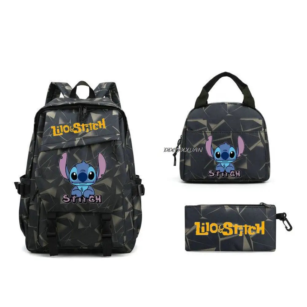 Kit Escolar Lilo & Stitch: Mochila, Lancheira e Estojo