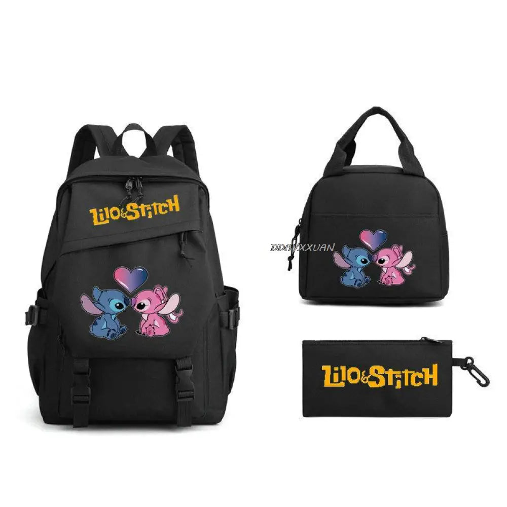 Kit Escolar Lilo & Stitch: Mochila, Lancheira e Estojo