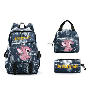 Kit Escolar Lilo & Stitch: Mochila, Lancheira e Estojo