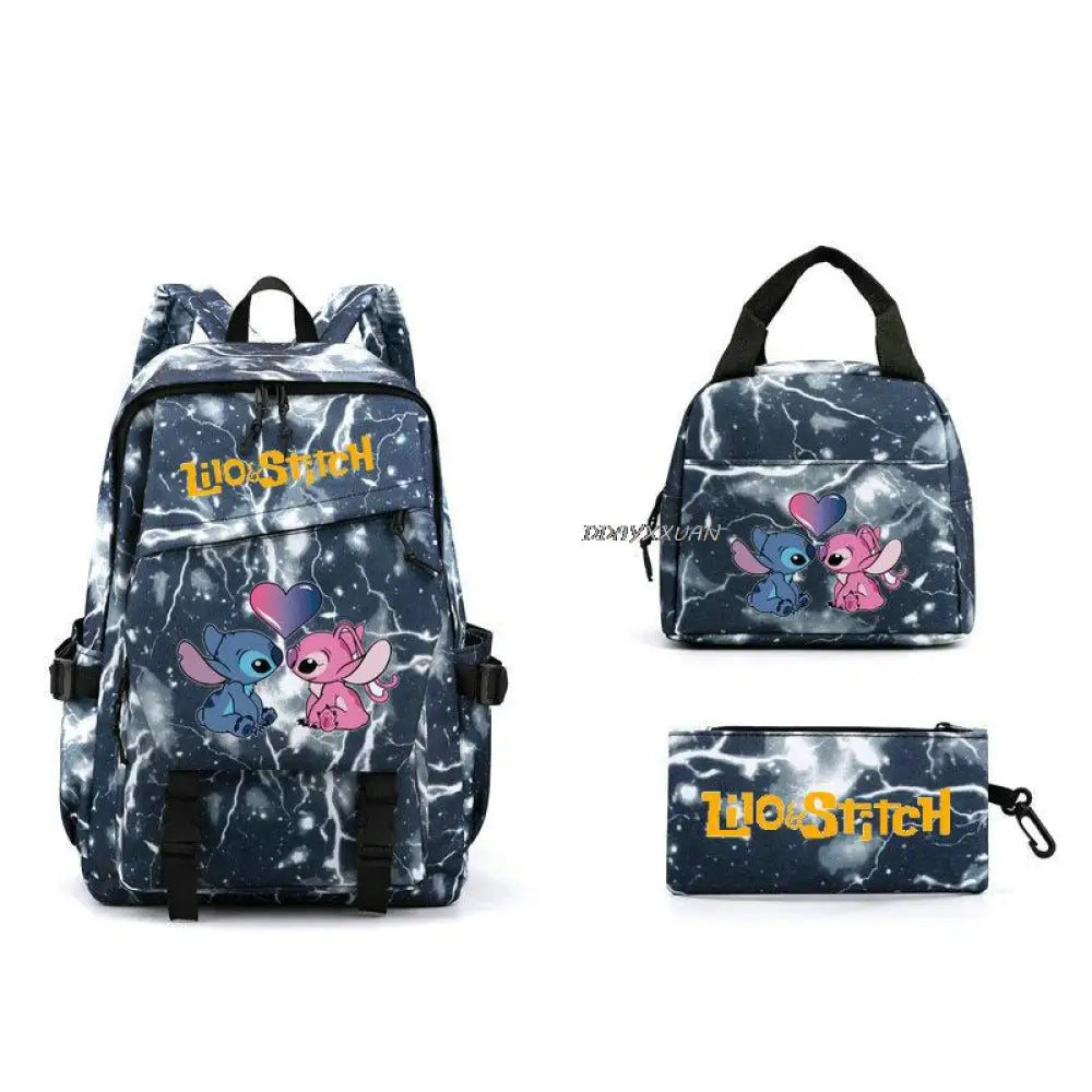 Kit Escolar Lilo & Stitch: Mochila, Lancheira e Estojo